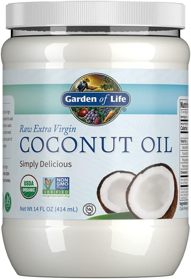 Garden of Life Coconut Oil for Hair, Skin, Cooking - Raw Extra Virgin Organic Coconut Oil, 27 Ser... | Amazon (US)