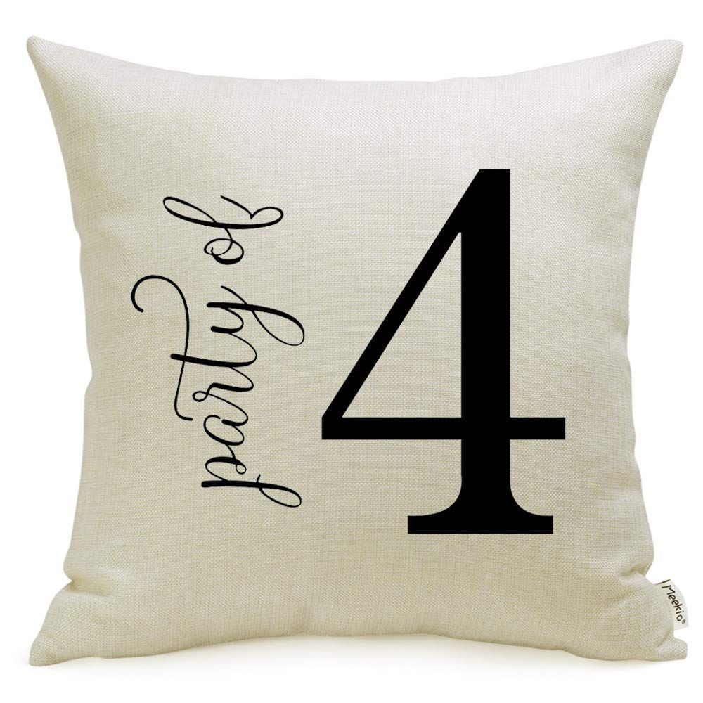 Meekio Farmhouse Pillow Covers with Party of 4 Family Number Quote 18 x 18 inch for Farmhouse Rus... | Amazon (US)