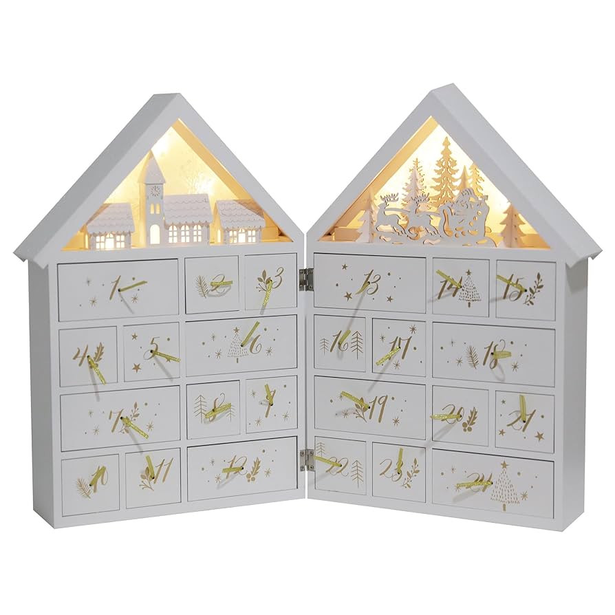 Extra-large Christmas Wooden Advent Calendar House with Drawers and Led Lights Countdown to Chris... | Amazon (US)