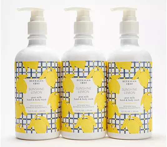 Beekman 1802 Sunshine Lemon Hand & Body Wash Trio - QVC.com | QVC