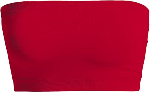 Women's Strapless Sexy Y2K Tube Top Sleeveless Stretchy Bandeau Crop Top Casual Solid Summer Outfit Red Regular | Amazon (US)