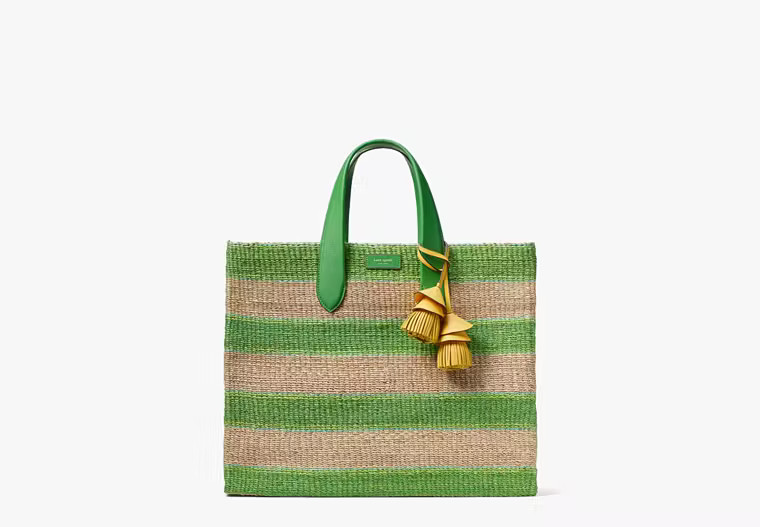Manhattan Striped Straw Large Tote | Kate Spade (US)