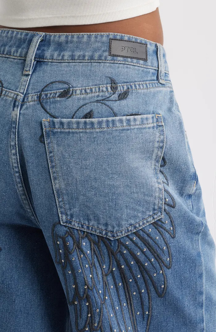 PTCL Sylva Studded Embroidered Denim Bermuda Shorts | Nordstrom | Nordstrom