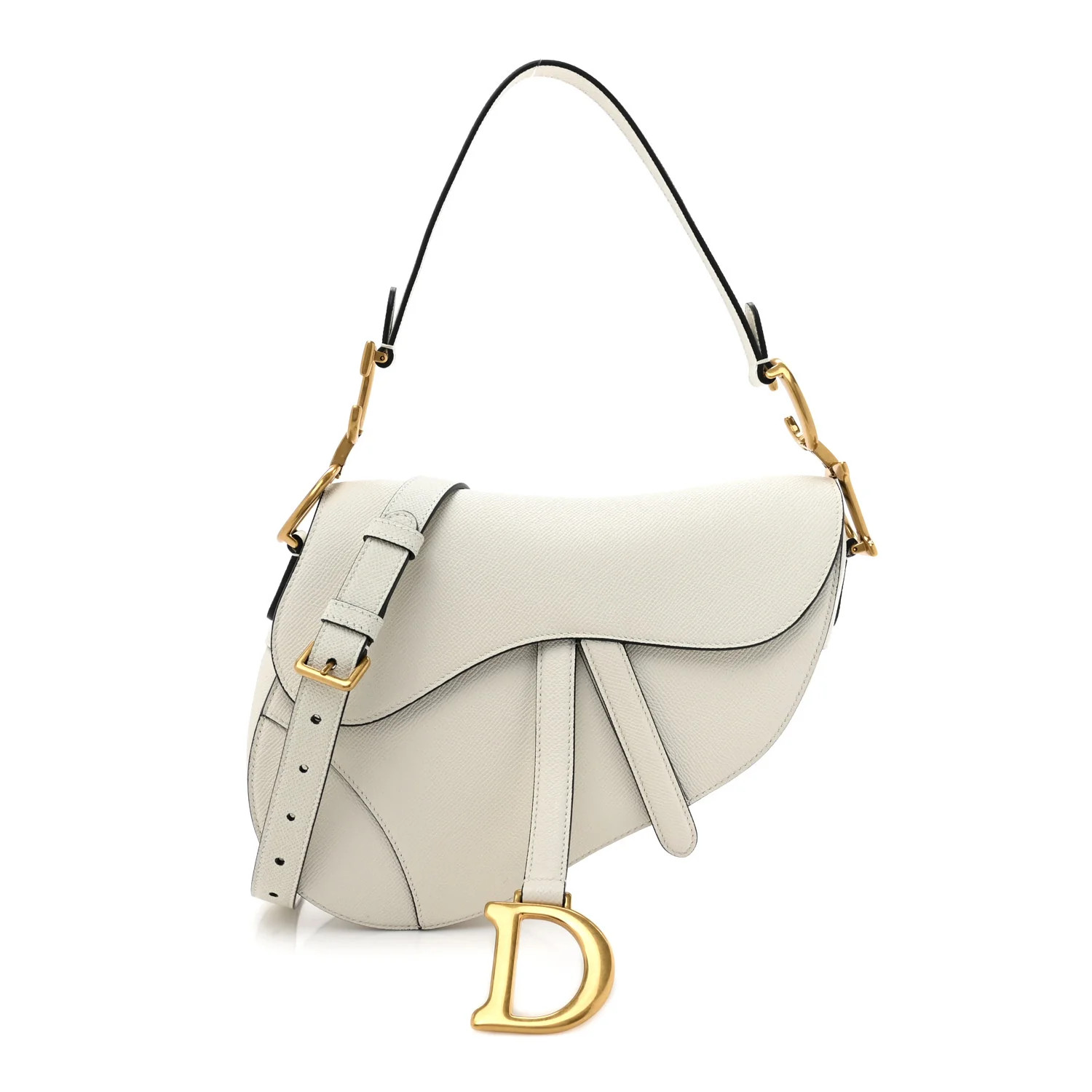 Grained Calfskin Saddle Bag White | FASHIONPHILE (US)