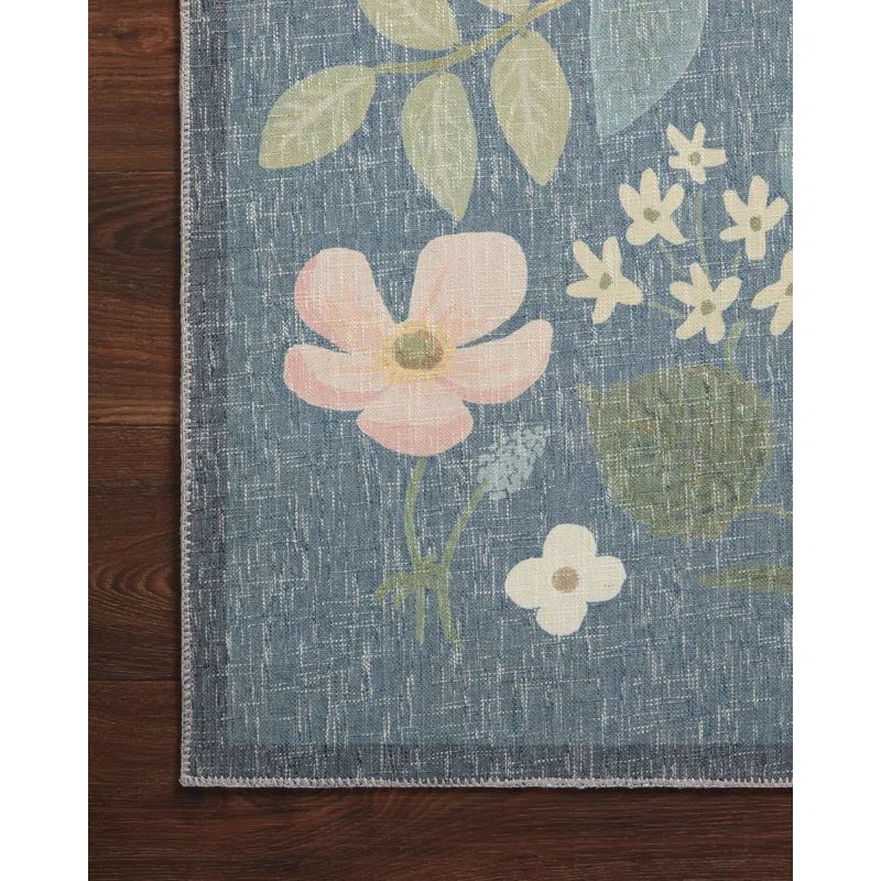 Rifle Paper Co. x Loloi Cotswolds COT-01 Strawberry Fields Teal Rug | Wayfair North America