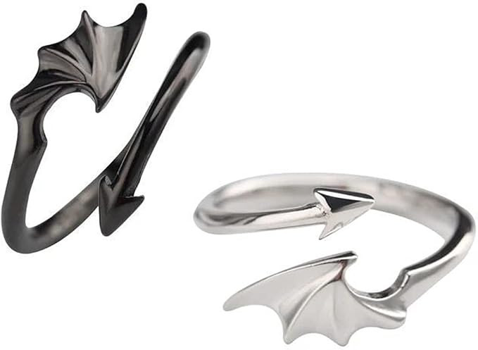 Couple Matching Rings for Woman Man Angel Devil Wings Dragon Arrow Open Rings Adjustable Sun Moon... | Amazon (US)