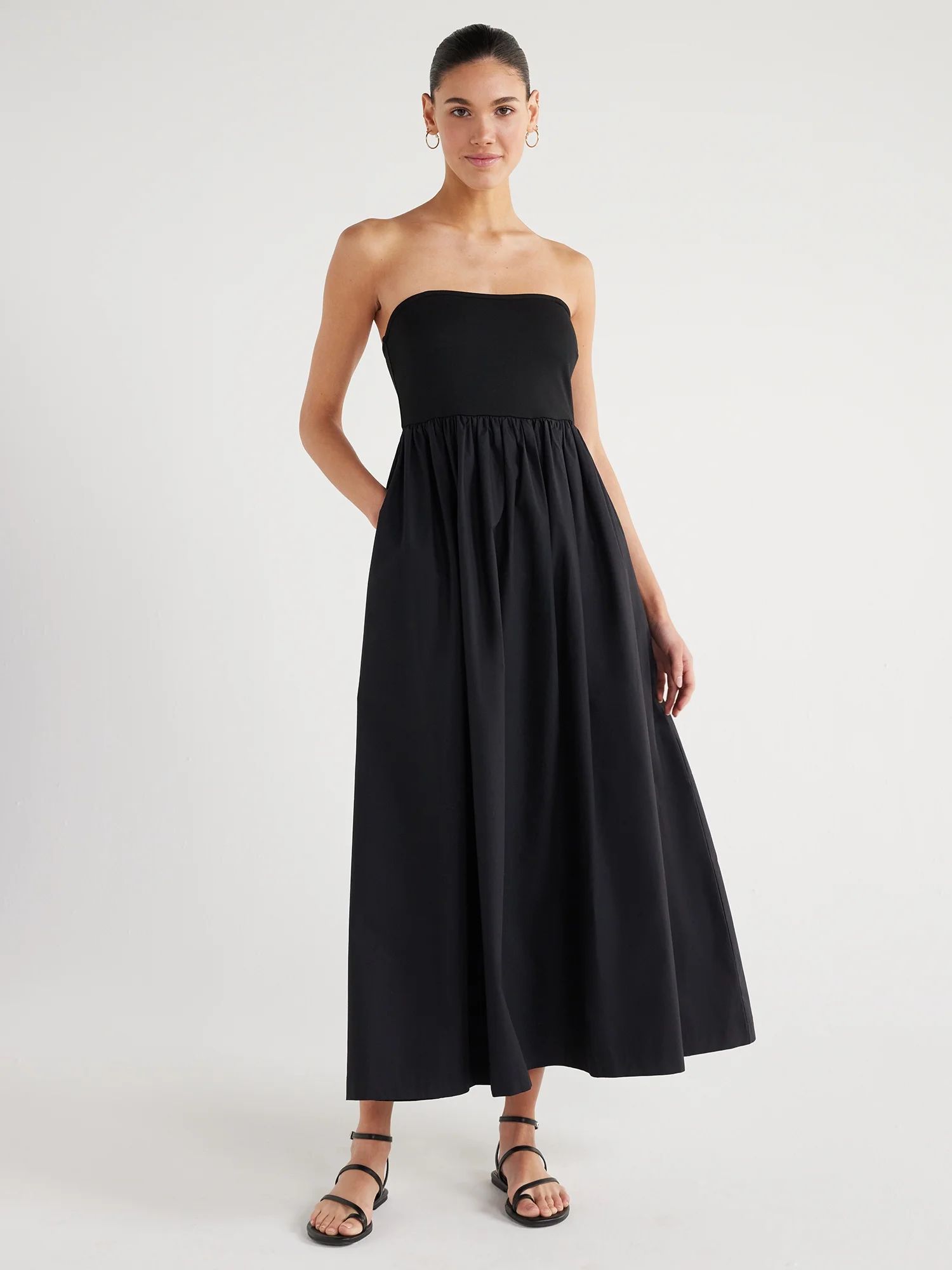 Scoop Women's Mixed Media Dress, Sizes XS-XXL - Walmart.com | Walmart (US)