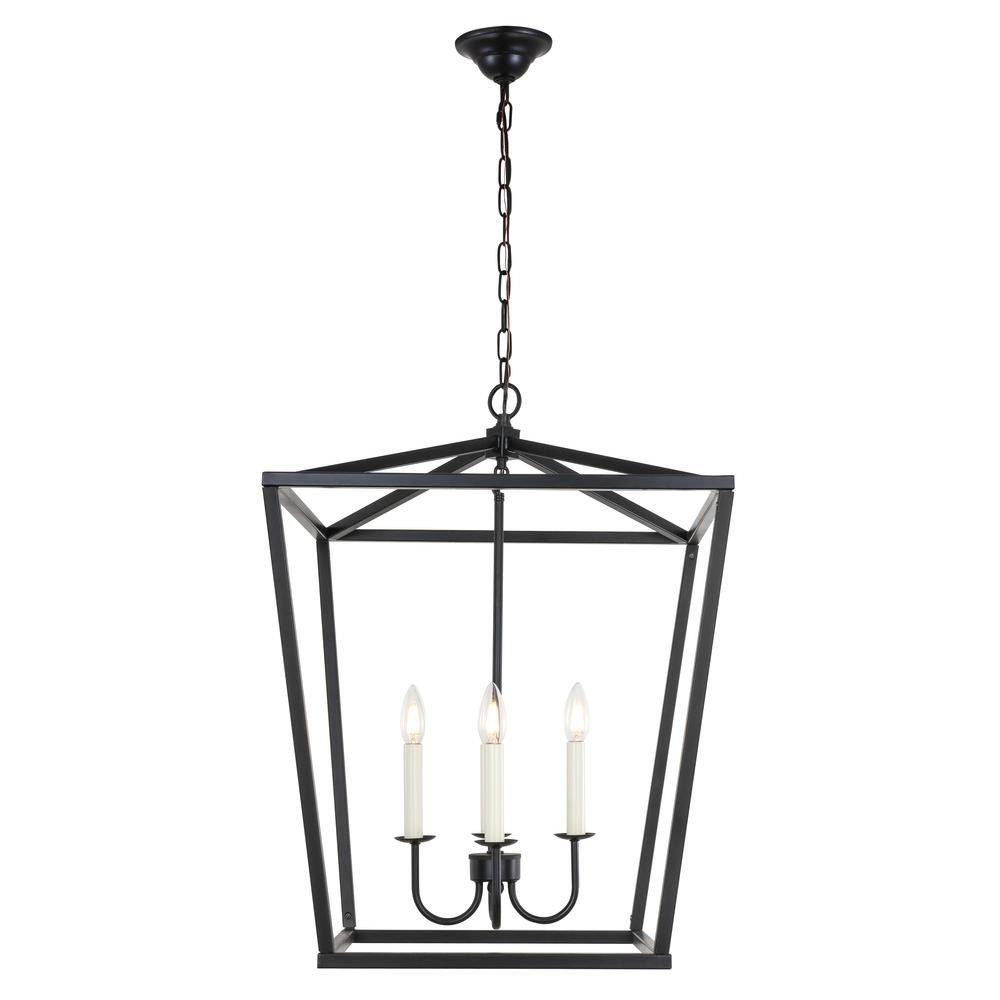 ELEGANT FURNITURE & LIGH Timeless Home Mason 20 in. W x 26.6 in. H 4-Light Black Pendant | The Home Depot