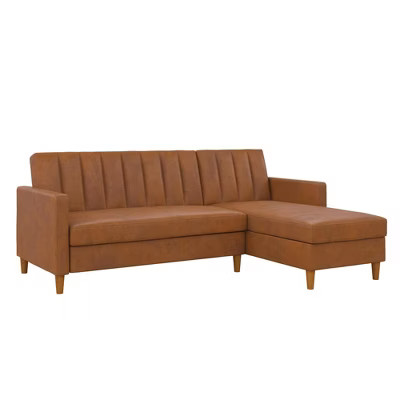 Celine Sectional Futon and Couch with Storage Camel Faux Leather - Room & Joy | Target