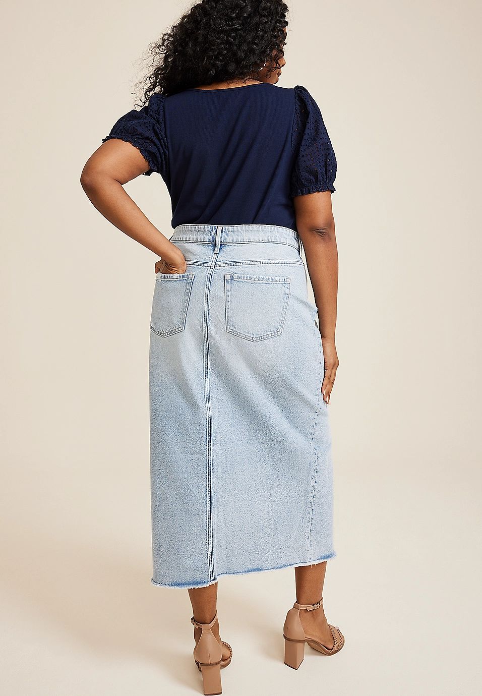 Plus Size m jeans by maurices™ Light High Rise Nonstretch Denim Maxi Skirt | Maurices