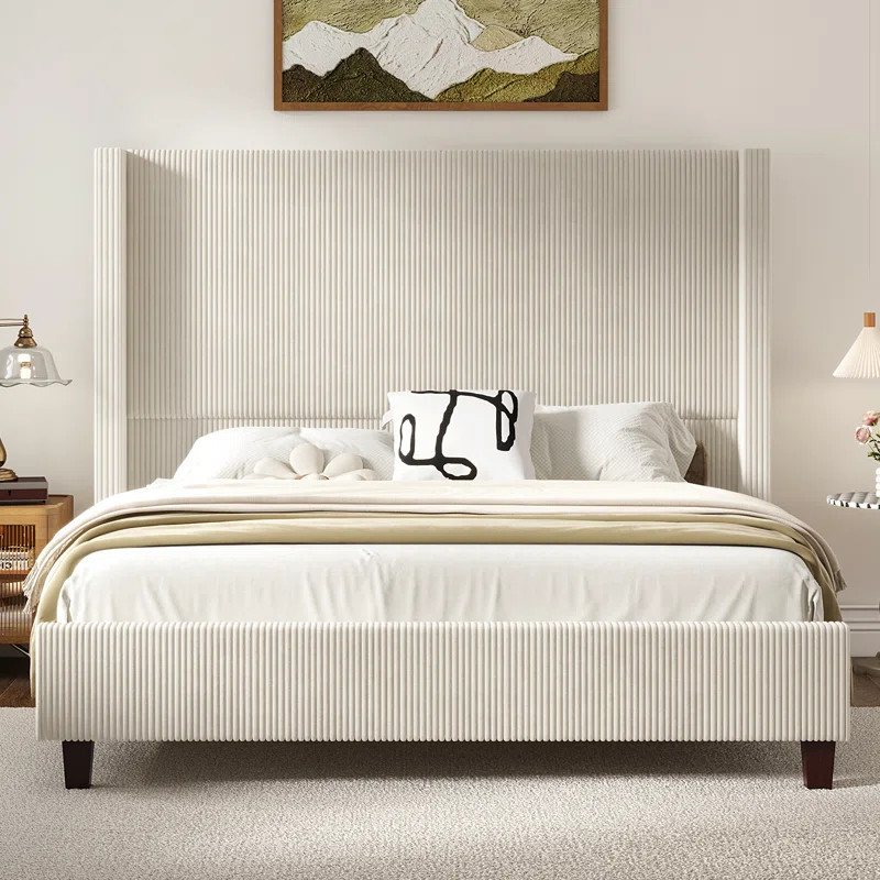 Dunwoody 61.4" Corduroy Upholstered Bed | Wayfair North America