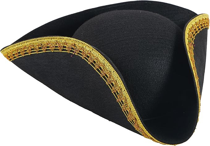 Spooktacular Creations Black Pirate Hat, Colonial Tricorn Hat with Gold Trimming for Adults, Hall... | Amazon (US)