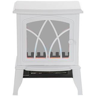 14.25 in. x 18 in. Freestanding Electric Fireplace Heater Heater with Realistic Flame, Overheating Protection, White | The Home Depot
