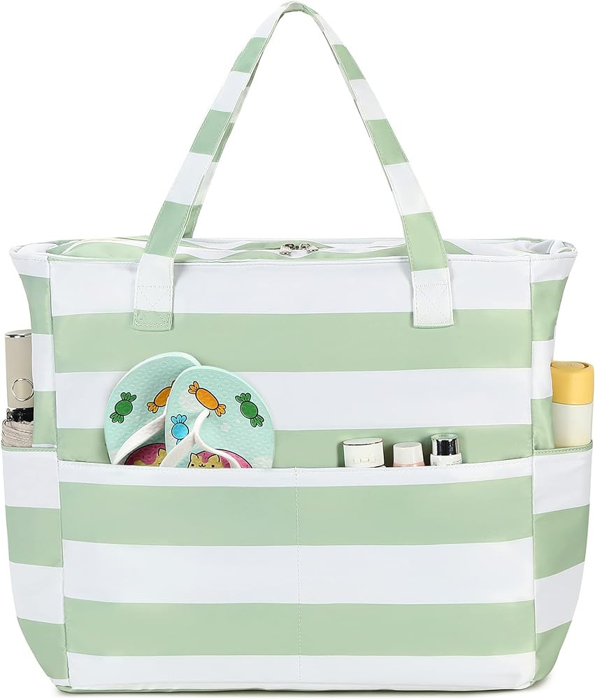 Waterproof Beach Tote Pool Bags for Women Ladies Extra Large Gym Tote Carry On Bag With Wet Compa... | Amazon (US)