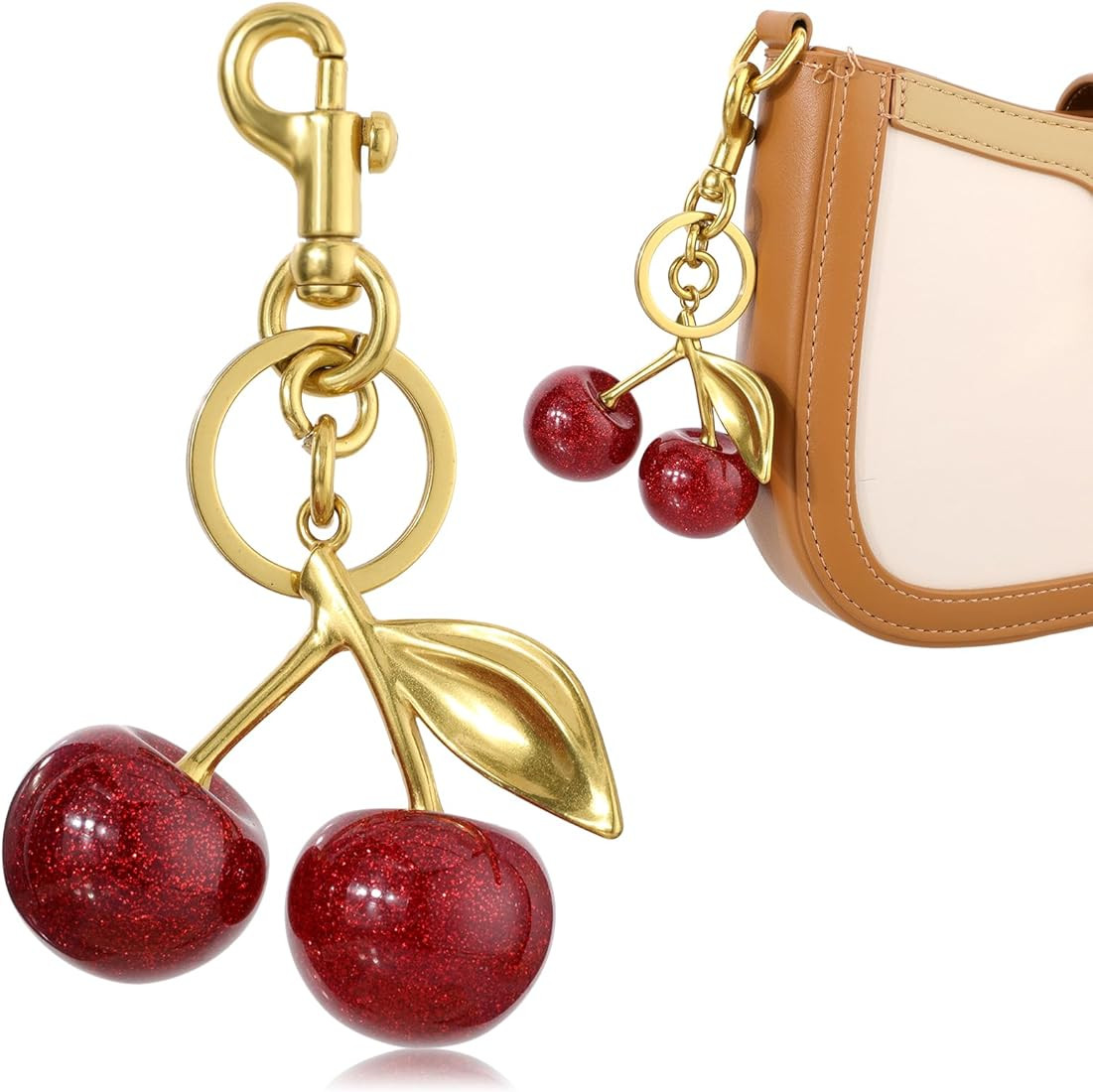 Glitter Cherry Keychain Charm for Purse Cherry Keychain Bag Charm Cherry Accessories Bag Charms f... | Amazon (US)