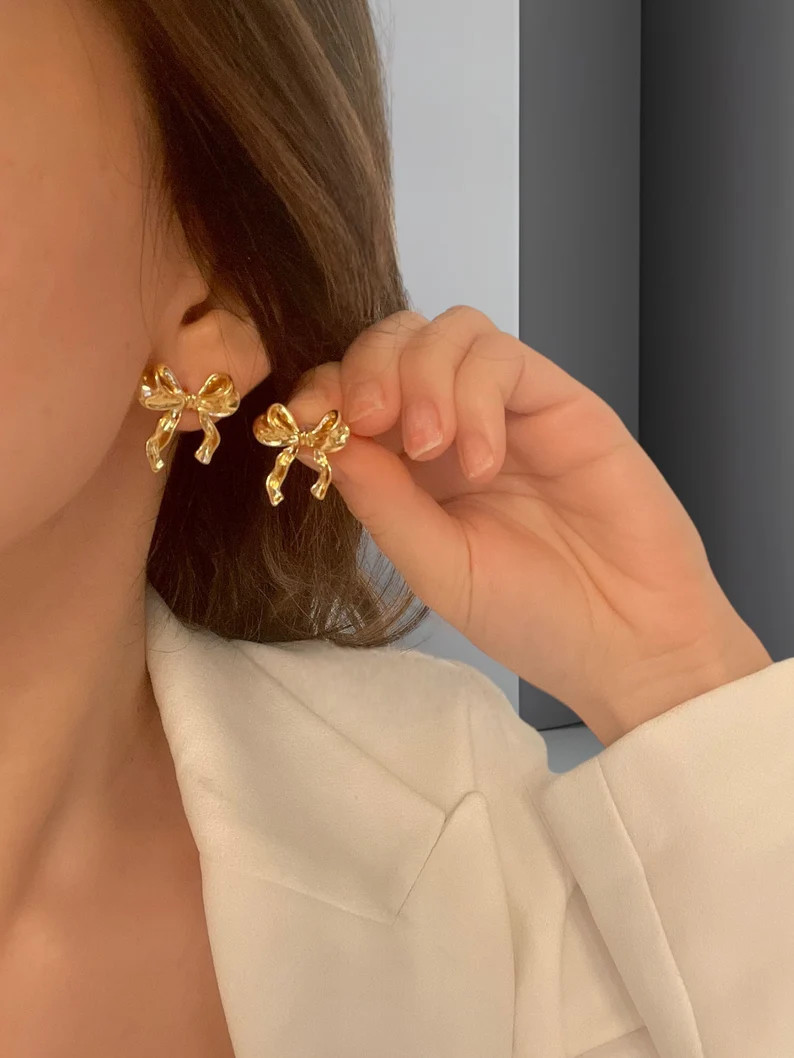 Popular Bow Earrings, Ribbon Bow Earrings, Trendy Drop Bow Earrings, Valentine's Day Gift,classic... | Etsy (US)