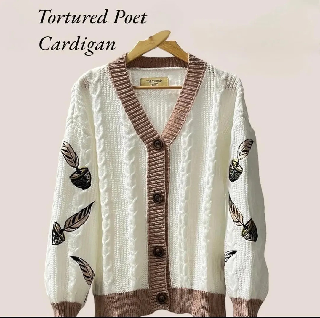 Tortured Poets Inspired Folklore Embroidered Cardigan, Eras - Etsy | Etsy (US)