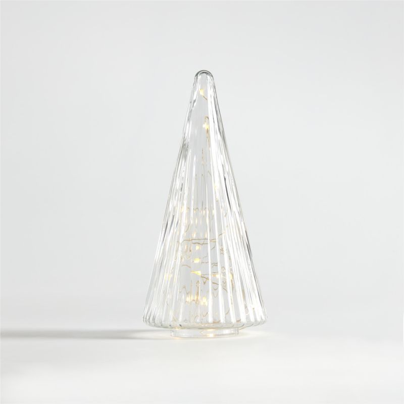 Small Ribbed Clear Glass Christmas Tree 9" + Reviews | Crate & Barrel | Crate & Barrel