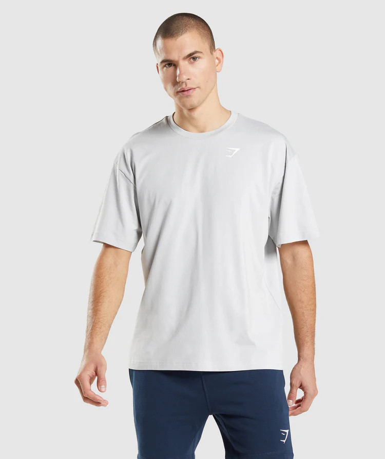 Gymshark Essential Oversized T-Shirt - Light Grey | Gymshark US