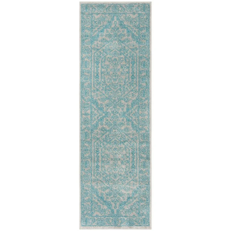 SAFAVIEH Adirondack Xavier Oriental Runner Rug, Light Grey/Teal, 2'6" x 8' | Walmart (US)