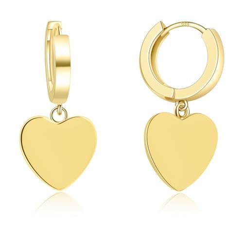 ToHeart Heart Dangle Earrings for Womens 14K Gold Heart Huggies Earrings Tiny Gold Plated Earrings Valentines Day Jewelry Gift | Amazon (US)