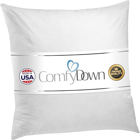 22X22 Decorative Throw Pillow Insert, Down and Feathers Fill, 100% Cotton Cover 233 Thread Count,... | Amazon (US)