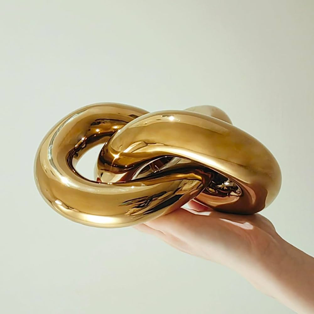Ceramic Gold Knot Décor, Gold Accent Decor, Gold Coffee Table Decor, Modern Abstract Geometric S... | Amazon (US)