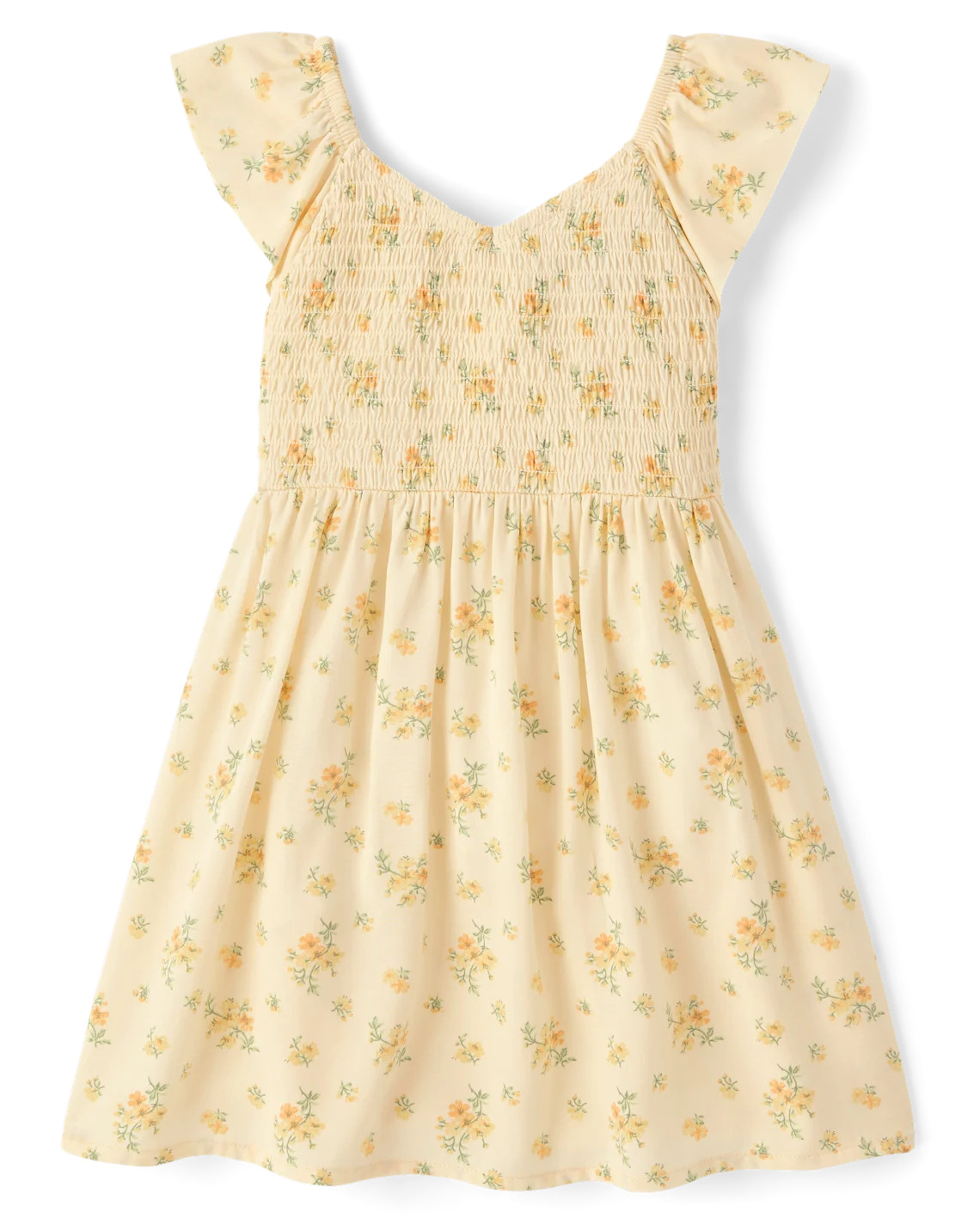 Toddler Girls Floral Smocked Flutter Dress - yellow | The Children's Place