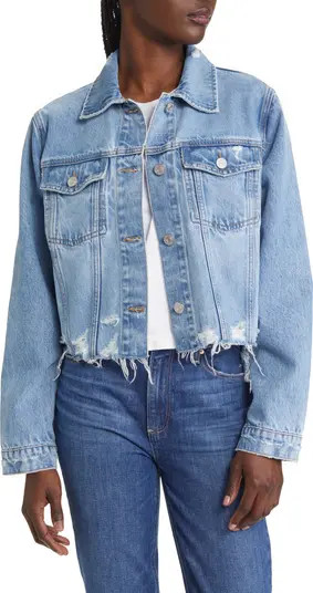 FRAME Ripped Distressed Denim Trucker Jacket | Nordstromrack | Nordstrom Rack