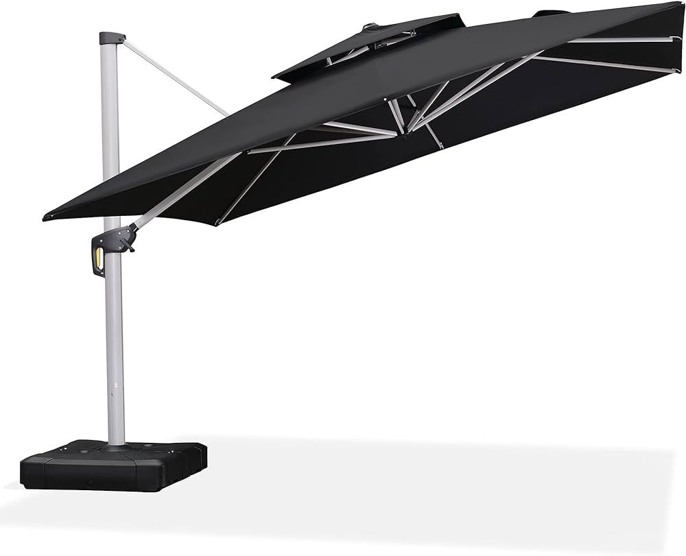 PURPLE LEAF 12 Feet Double Top Deluxe Square Patio Umbrella Offset Hanging Umbrella Cantilever Umbre | Amazon (US)