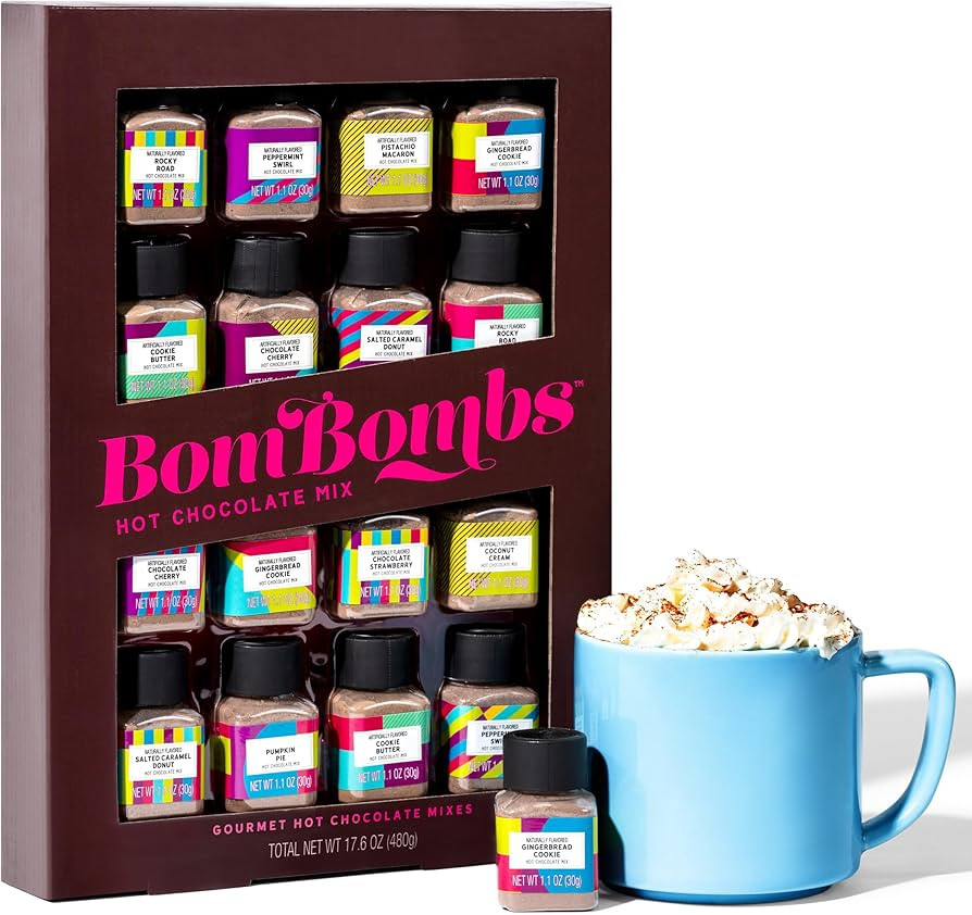 BomBombs, Hot Chocolate Mix Gift Set in Mini Bottles, Flavors Include Rocky Road, Pumpkin Pie, Ch... | Amazon (US)