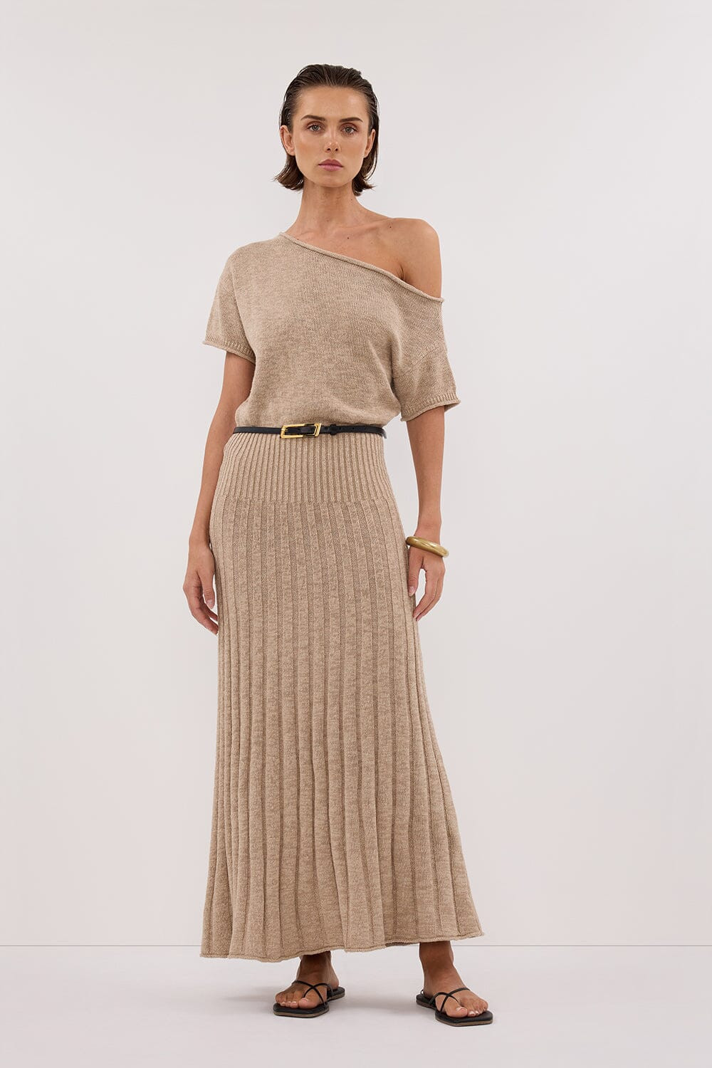 RICK NATURAL ASYM KNIT MIDI DRESS | DISSH
