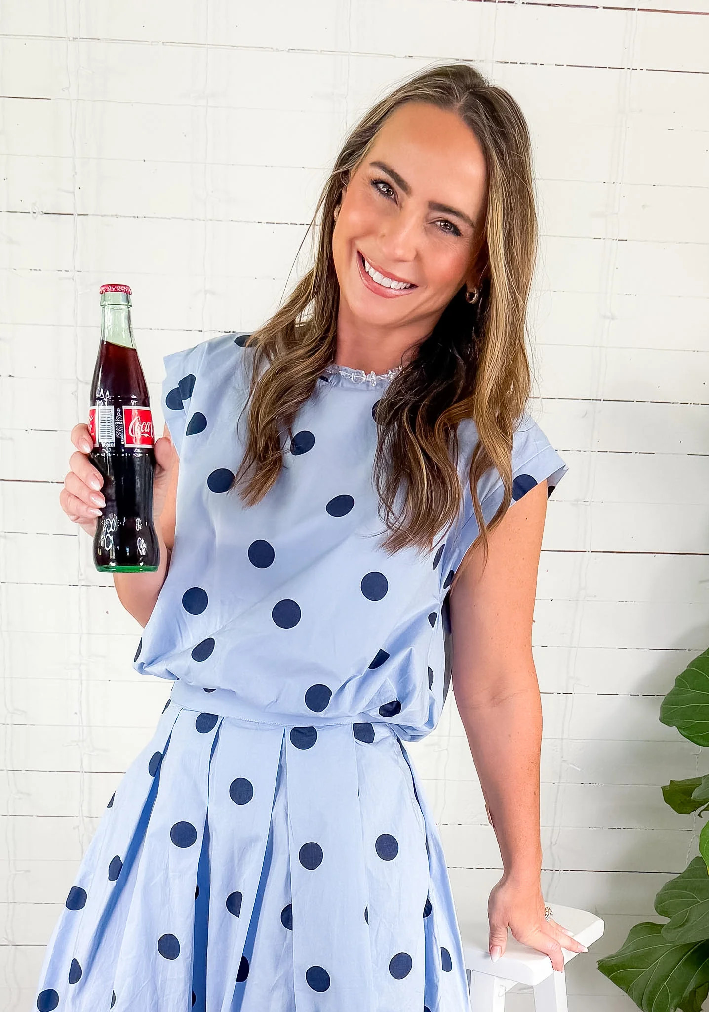 Gentry Blue Polka Dot Bubble Crop Top GLAM | Clover and Bee | Clover + Bee