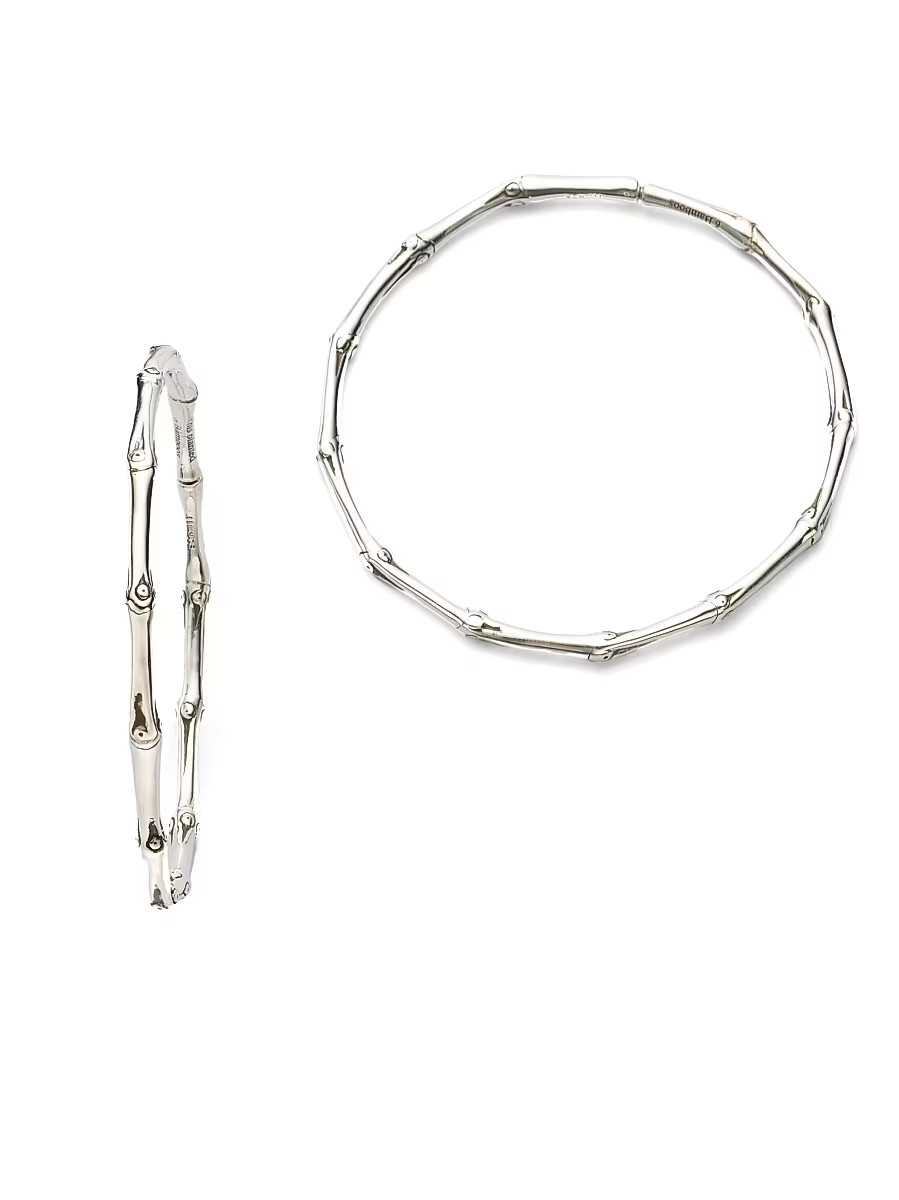 Women's Bamboo Sterling Silver Large Hoop Earrings/2" - Silver | Saks Fifth Avenue