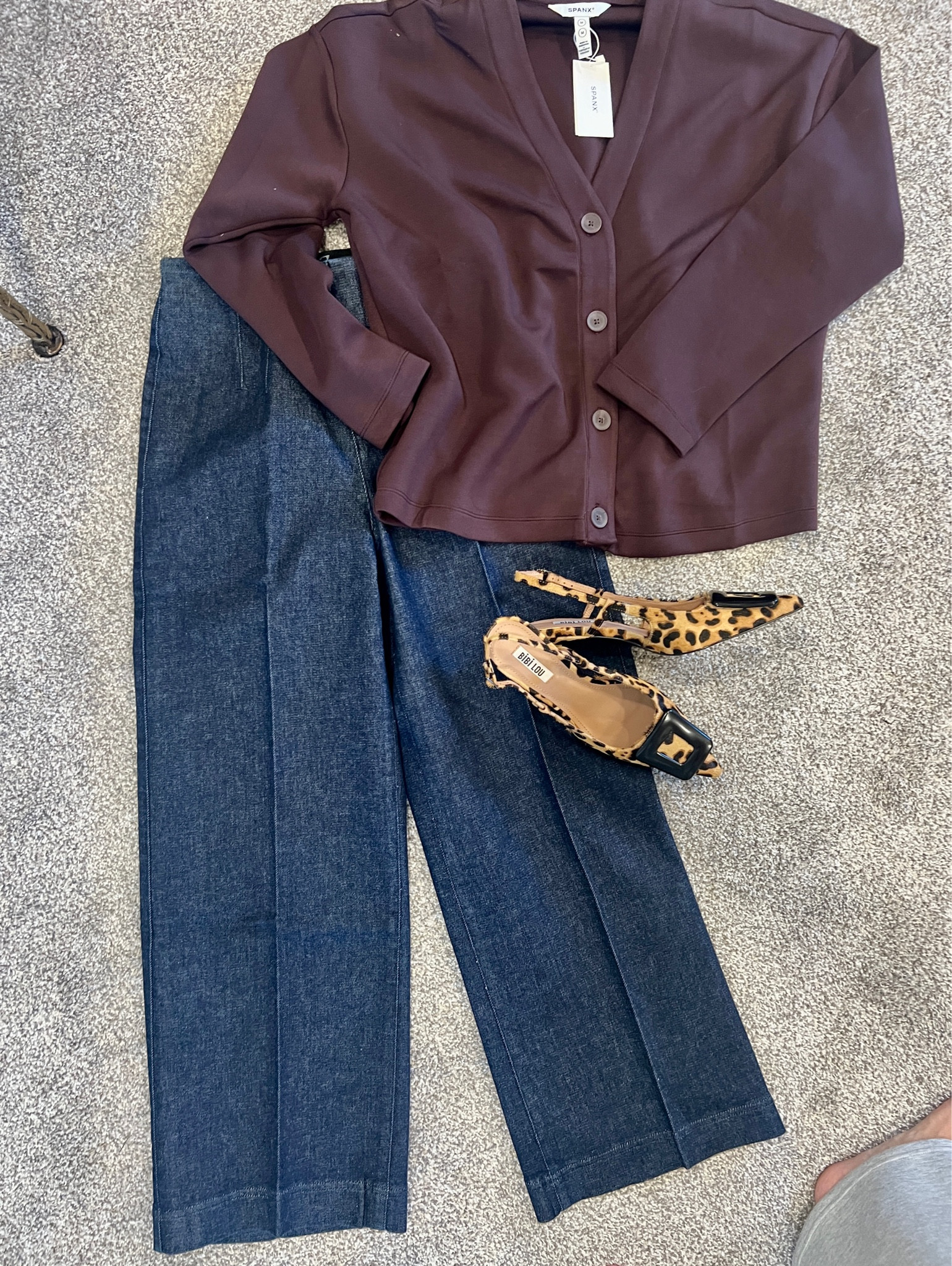 Spanx new Air essentials Cardigan 
Fits tts size , I got the small in the other cardigans and they accidentally sent me the med… it’s too big

The new wide leg crop no zipper or button, flat front inner panel for support and smoothing 
So flattering 

🚨SAVE 10% off all Spanx with my CODE: DEARDARCYXSPANX
Free shipping and returns too 
On your Spanx order 

Leopard kitten heels with large black buckle  I got the 38 I wear a size 71/2 -8 
Comfortable and easy to wear! 🤎🖤

#LTKStyleTip #LTKWorkwear #LTKShoeCrush