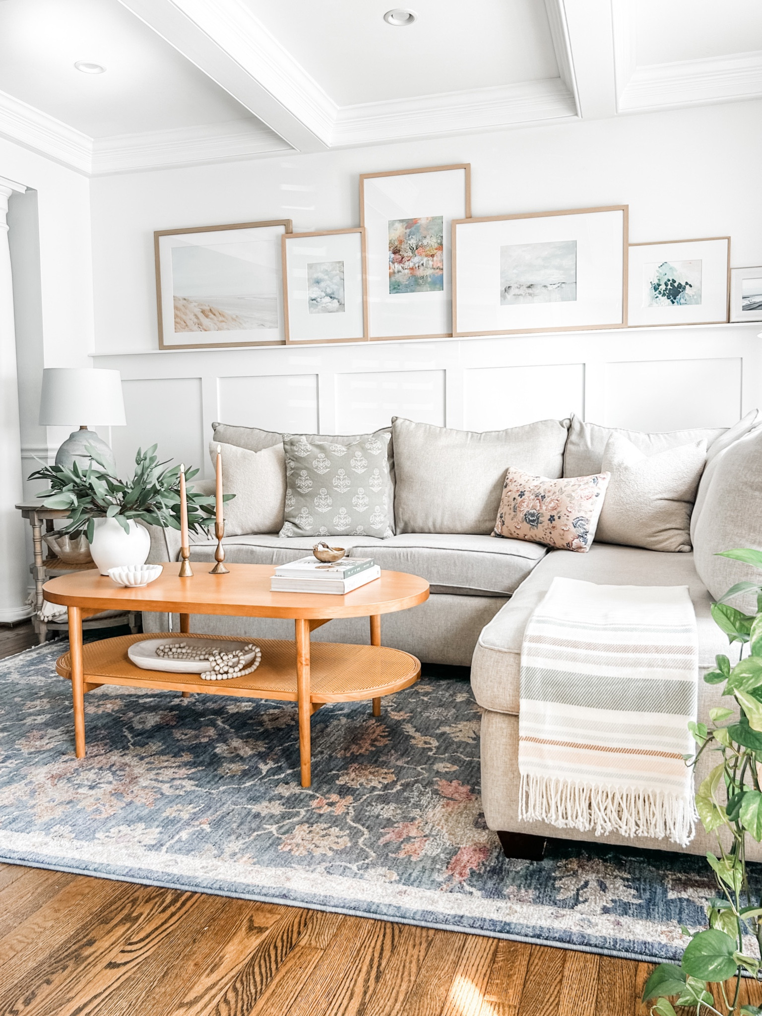 Love our Amazon coffee table!

Oval coffee table
Light wood rattan coffee table
Curved coffee table with woven shelf.
Coffee table decor
Artificial eucalyptus stems
Spring throw blanket
Block print throw pillow
Blue area rug
Living room rug
Living room decor
Gallery frame
Oversized picture frame
Poster frame
Wall art
Art prints 
Marble ruffle bowl
Coffee table book

#LTKHome #LTKFindsUnder50 #LTKStyleTip