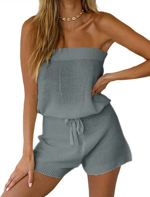 Chang Yun Womens Summer Jumpsuits Casual Loose Sleeveless Off Shoulder Elastic Waist Romper Loung... | Amazon (US)