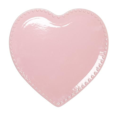 Paris Hilton Heart Cake Plate, Ceramic Serving Plate for Desserts, Cakes, Pastries & Treats, Durable Pink Heart-Shaped Platter for Parties, Holidays & Home Décor, 12-Inch, Pink | Amazon (US)