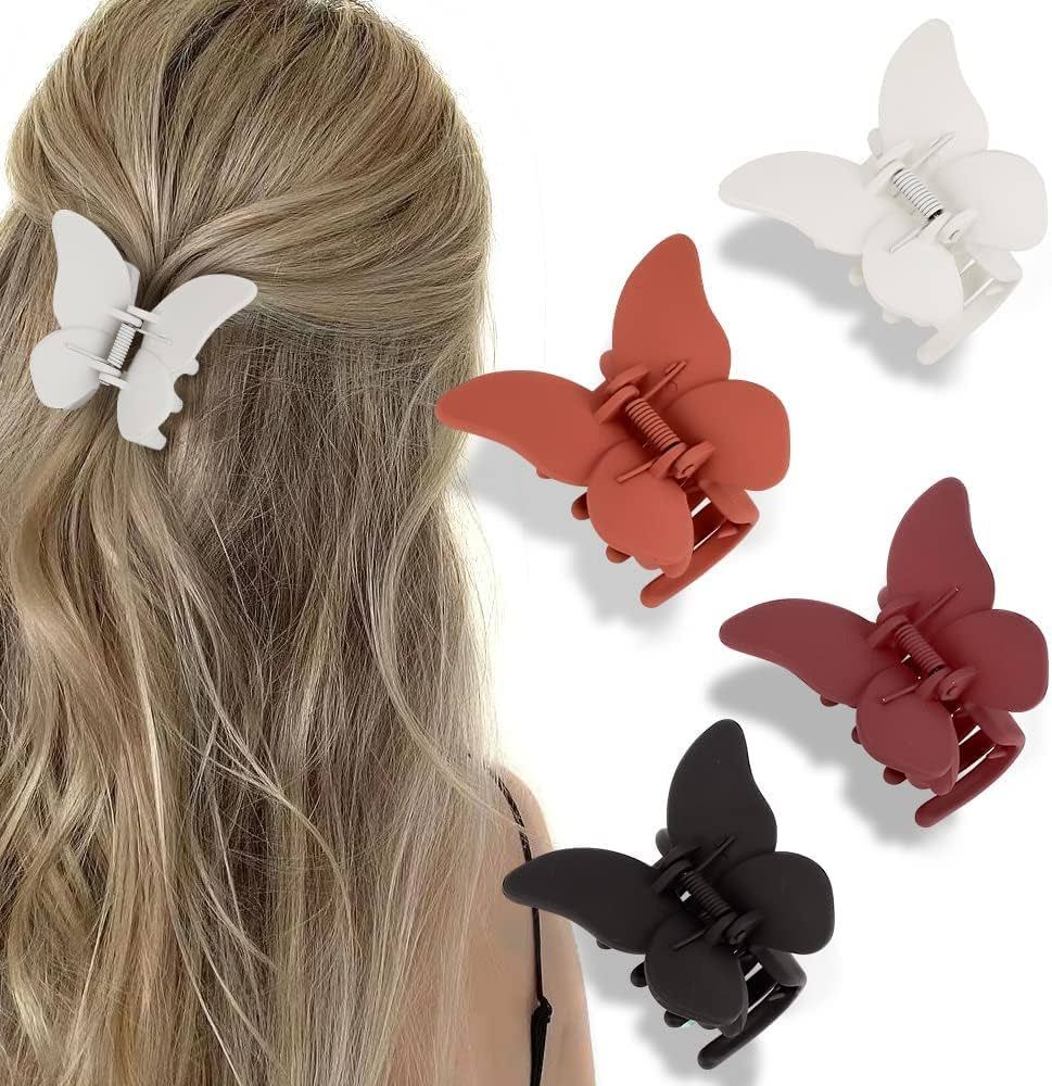 4 Pcs Hair Claw Clips for Women 2.36'' Butterfly Hair Clips for Girls Nonslip Strong Hold Claw Cl... | Amazon (US)