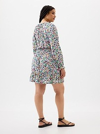 Relaxed Smocked Splitneck Mini Dress | Gap Factory