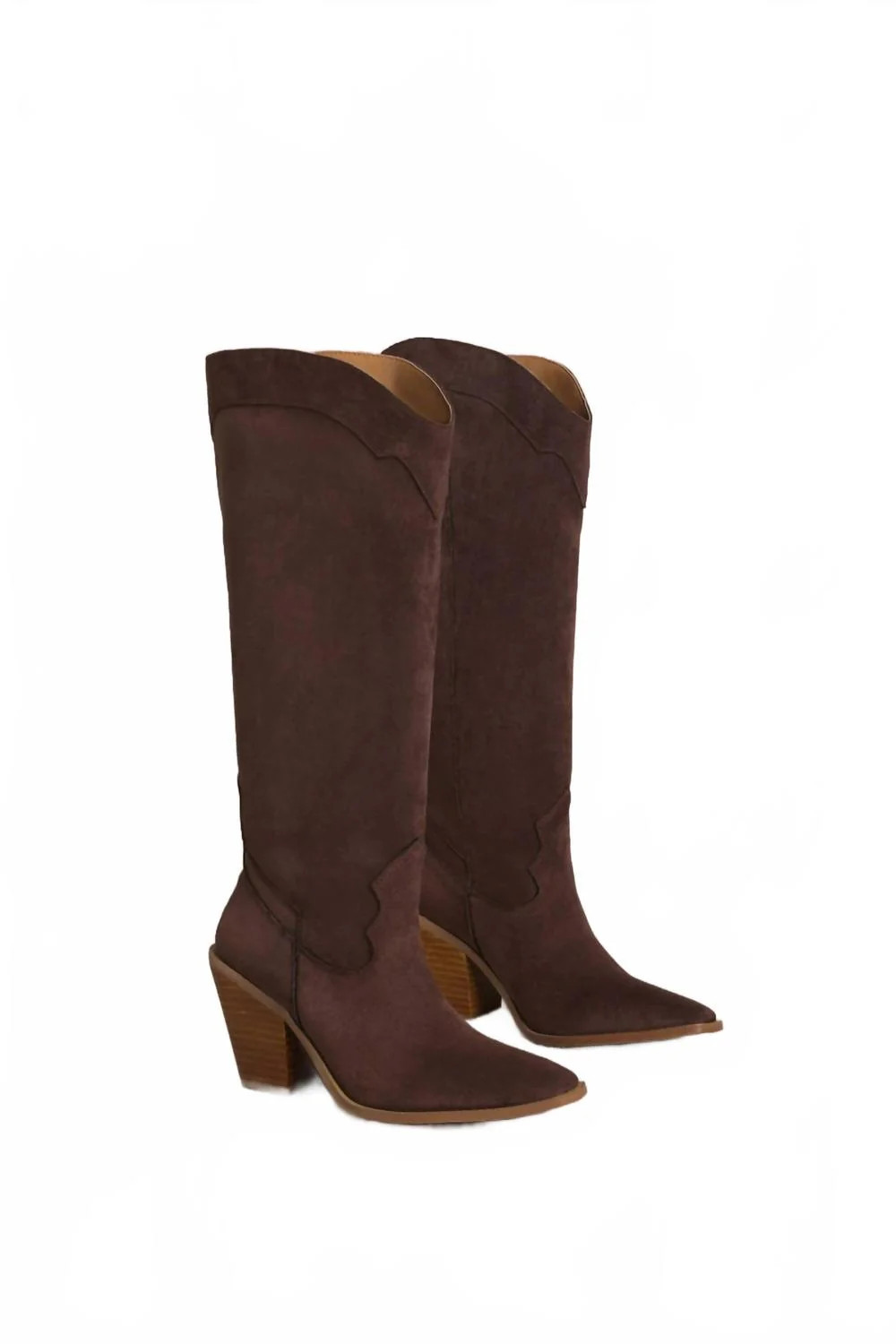 Women's Classy Suede Western Boots In Brown | Shop Simon