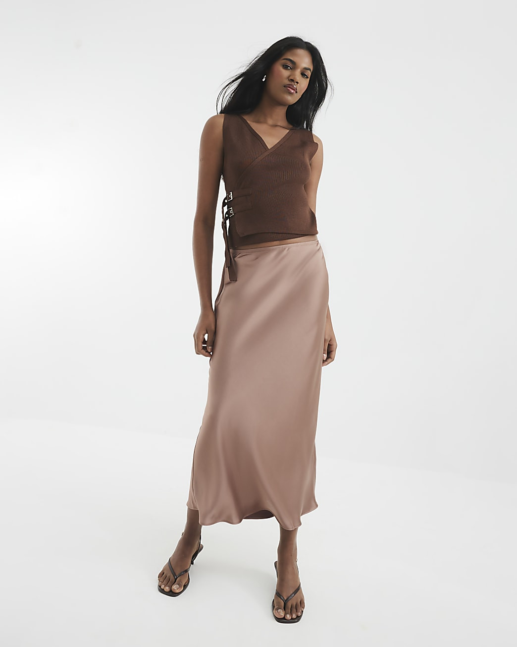 Beige Satin Maxi Skirt | River Island UK & IE