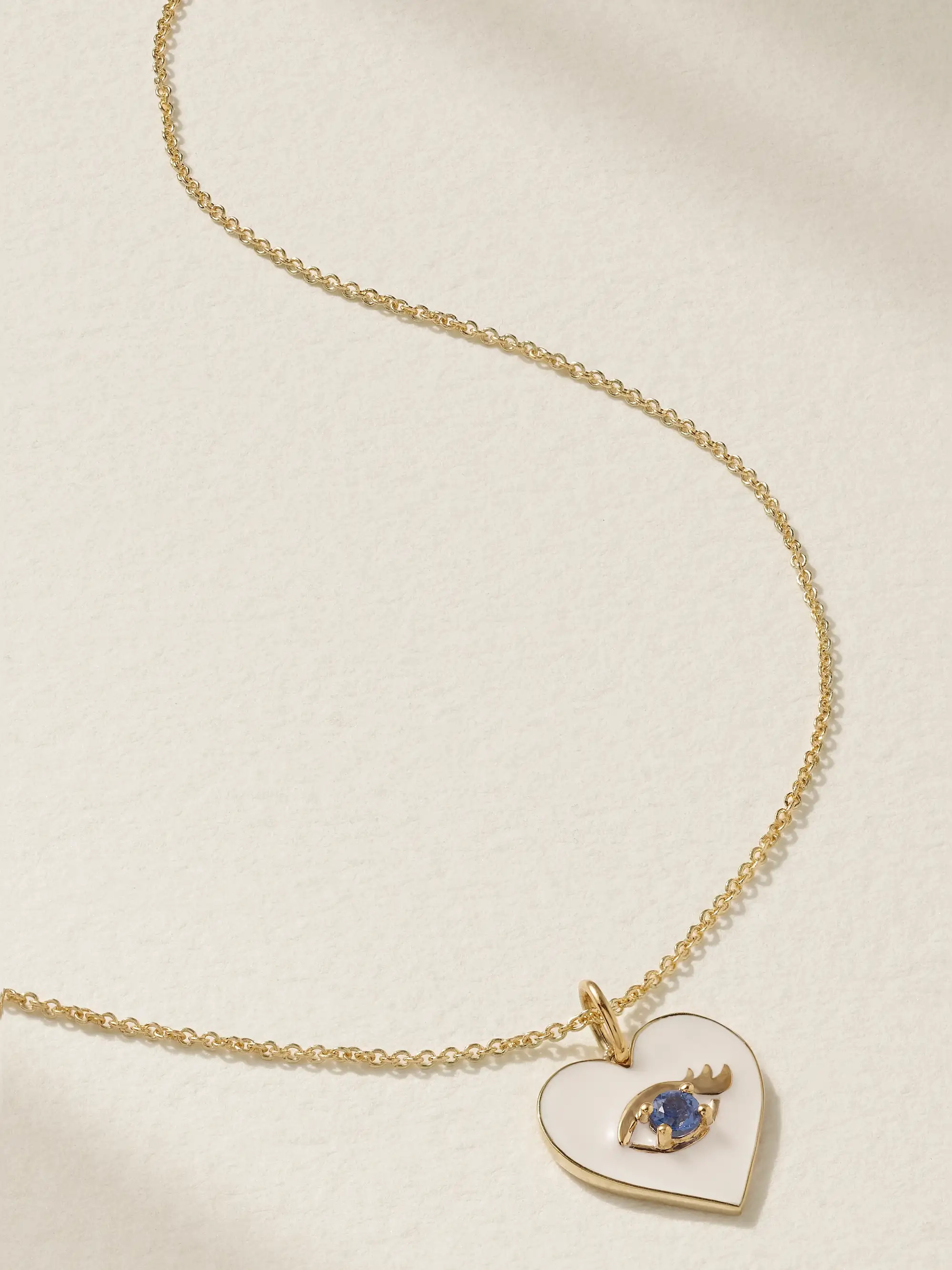 Chance Heart 14-karat gold, enamel and sapphire necklace | NET-A-PORTER (US)