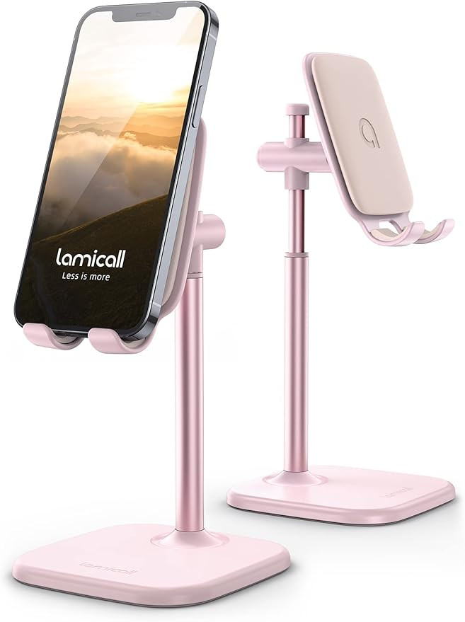 Height Angle Adjustable Cell Phone Stand, Lamicall Desk Phone Holder Cradle, Compatible for iPhon... | Amazon (US)