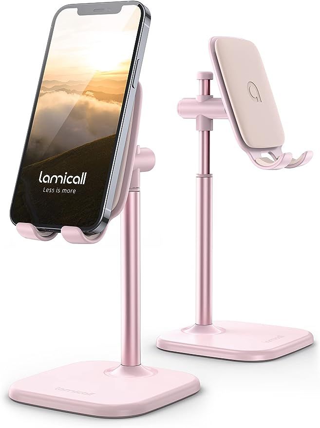 Height Angle Adjustable Cell Phone Stand, Lamicall Desk Phone Holder Cradle, Compatible for iPhon... | Amazon (US)