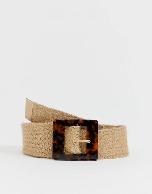 Glamorous Exclusive ratten woven belt with sqaure tortoiseshell buckle | ASOS US