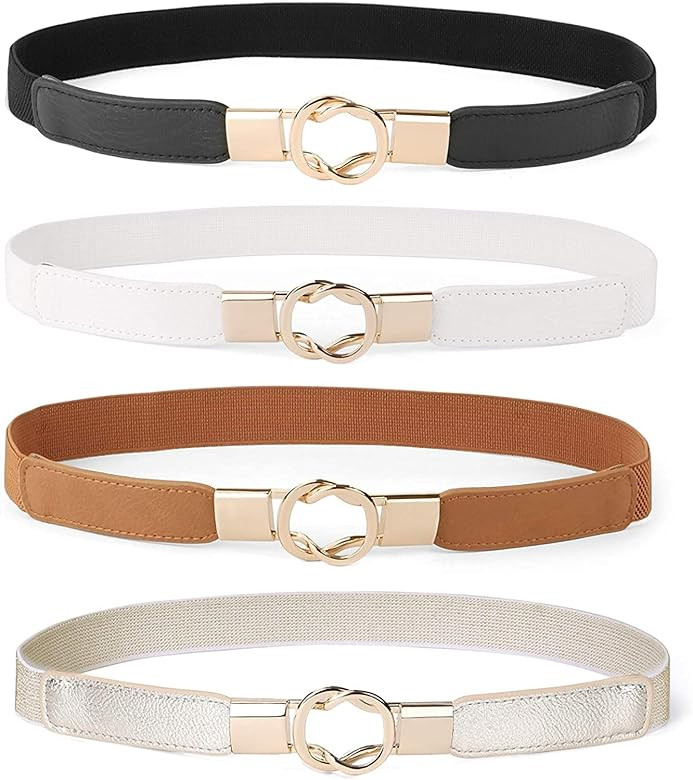 Women Skinny Belt for Dresses Retro Stretch Ladies Waist Belt Plus Size Set of 4,Fits Waist 33-42... | Amazon (CA)