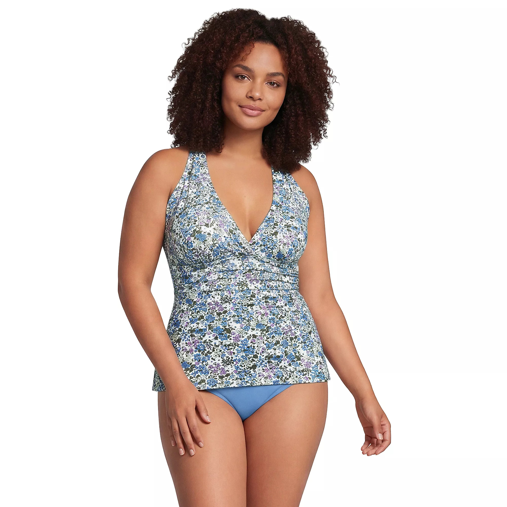 Women's V-Neck Plunge X Back Tankini Top | Lands' End (US)