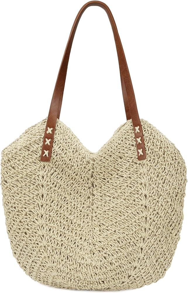 Womens Large Straw Tote Bag Handmade Woven Beach Shoulder Bag Top Handle Purse for Summer | Amazon (CA)