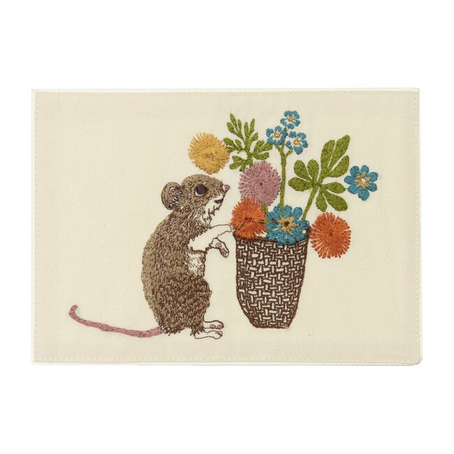 Mouse with Flowers Embroidered Card | Maisonette